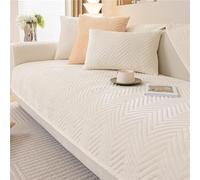 BEAUTYLAST Housse de canapé en peluche épaisse, antidérapante, douce, lavable, extensible, confortable, anti-rayures - Protection de meubles (beige, 70 x 120 cm)