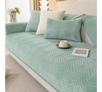 BEAUTYLAST Housse de canapé en peluche épaisse, antidérapante, douce, lavable, extensible, confortable, anti-rayures et antidérapante - Vert - 70 x 150 cm