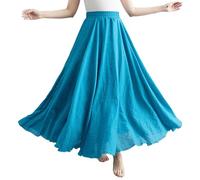 BEAUTYLAST Jupe bohème en coton et lin pour femme, taille élastique, longue, fluide et décontractée, pour l'été, la plage, les vacances, vert malachite, 85CM-Length