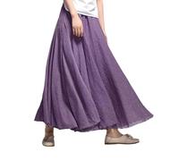 BEAUTYLAST Jupe bohème en coton et lin pour femme, taille élastique, longue, fluide et décontractée, pour l'été, la plage, les vacances (lavande, 85 cm de long), violet