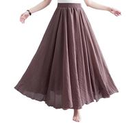 BEAUTYLAST Jupe bohème en coton et lin pour femme, taille élastique, longue, fluide et décontractée, pour l'été, la plage, les vacances, rose foncé, 95CM-Length