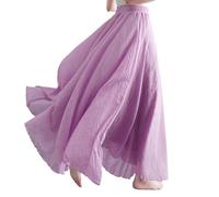BEAUTYLAST Jupe longue bohème en coton et lin pour femme, taille élastique, fluide, décontractée, pour l'été, la plage et les vacances, violet, 95CM-Length