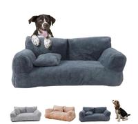 BEAUTYLAST Revuera Canapé-lit apaisant pour animal de compagnie - Lit en peluche moelleuse lavable pour chiot et chat - Pour animaux de compagnie et grands chiens et chats (65 x 46 x 30 cm, gris