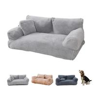 BEAUTYLAST Revuera Canapé-lit apaisant pour animal de compagnie - Lit en peluche moelleuse lavable pour chiot et chat - Pour animaux de compagnie et grands chiens et chats (65 x 46 x 30 cm, gris
