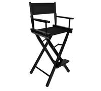 Beautylushh Chaise de Maquillage Universelle - Capacité de Charge Jusqu'à 140 kg - Tissu Oxford 600 Imperméable - Chaise Pliante Noire en Bois et Fer pour Studio, Salon et Déplacements 25414