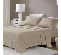 Beautyrest Parure de lit 4 pièces en Flanelle de Coton, Confortable et Respirante, élastique à Poche Profonde pour Matelas jusqu'à 45,7 cm, Toutes Saisons, draps de lit légers et Chauds, Rayures