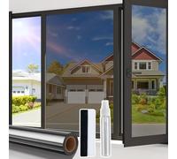 Beautysaid Film de confidentialité à Sens Unique pour fenêtres en Verre, Film teinté Miroir réfléchissant la Chaleur, Bloque Les UV, Anti-reflet en Vinyle avec Outils, Noir, 44,5 x 400 cm
