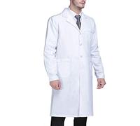 Beautyshow Manteau de laboratoire blanc à manches longues pour infirmières, vêtements de laboratoire pour médecin, expériences en pharmacie, vêtements de travail, vêtements de laboratoire unisexes