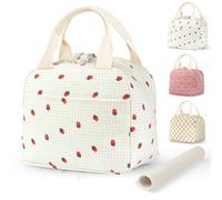 Beautyshow Sac Isotherme Repas Femme, Lunch Bag Réutilisable, Grande Sac Repas Lunch Box Pratique Sac Fourre-Tout Léger pour Étudian/Bureau/Pique-nique/Voyage/Usage Quotidien (Beige)