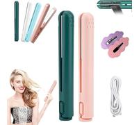 Beautyskinusa Dual Glam Purpose Curling Iron, Dualglam Mini Dual-Purpose Curling Iron, 2-in-1 Portable Travel Curling Wand & Flat Iron Hair Straightener for Short Hair All Hairs Types (2Pcs-D)