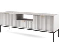 Beautysofa Armoire TV Novia pour le salon, buffet bas de style moderne avec structure métallique noire et poignées métalliques dorées (couleur : gris)