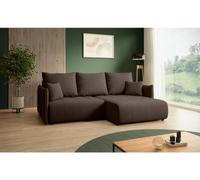 BEAUTYSOFA Canapé d'angle en L HENRY MINI droit avec fonction de couchage Canapé d'angle en L avec repose-pieds, 221 cm, tissu : Kronos6 (brun)