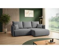 BEAUTYSOFA Canapé d'angle en L HENRY MINI droit avec fonction de couchage Canapé d'angle en L avec repose-pieds, 221 cm, tissu : Paros6 (gris)