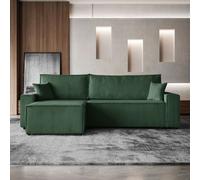BEAUTYSOFA canapé d'angle HEKTOR poso14 vert foncé, largeur 100 cm, avec fonction sommeil