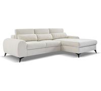 BEAUTYSOFA Canapé d'angle MILAN L - canapé d'angle droit avec fonction lit et couchage - beige clair (Sereno681)