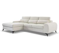 BEAUTYSOFA Canapé d'angle MILAN L - canapé d'angle gauche avec fonction couchage et lit - beige clair (Sereno681)