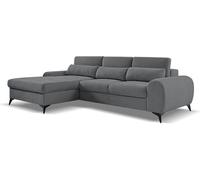 BEAUTYSOFA Canapé d'angle MILAN L - canapé d'angle gauche avec fonction de couchage et lit - gris foncé (Sereno694)