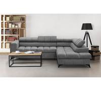 Beautysofa Canapé d'angle Volf au design moderne, avec fonction sommeil, coffre de lit, appuie-tête, canapé d'angle en velours (tissu : polaris 19 - anthracite, ottomane : droite)