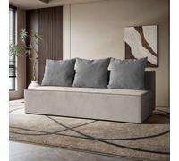 BEAUTYSOFA Canapé RICO 198 cm avec fonction de couchage - canapé moderne, canapé-lit avec literie et coussins, couleur : gris et gris foncé (velo 633+635)