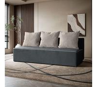 BEAUTYSOFA Canapé RICO 198 cm avec fonction de couchage - canapé moderne, canapé-lit avec literie et coussins, couleur : gris foncé et gris (velo 636+633)