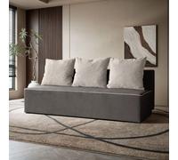 BEAUTYSOFA Canapé RICO 198 cm avec fonction de couchage - canapé moderne, canapé-lit avec literie et coussins, couleur : gris foncé et gris (velo 625+623)