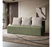 BEAUTYSOFA Canapé RICO 198 cm avec fonction de couchage - canapé moderne, canapé-lit avec literie et coussins, couleur : vert et gris (velo 629+623)