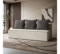 BEAUTYSOFA Canapé RICO 198 cm avec fonction de couchage - canapé moderne, canapé-lit avec literie et coussins, couleur : gris et gris foncé (velo 622+625)