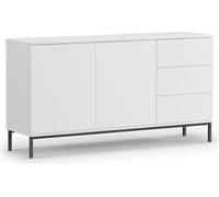 Beautysofa Commode Querty, largeur 150 cm, deux portes Sideboard avec méthode "push to open", avec 3x tiroirs (couleur : blanc)