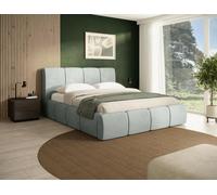BEAUTYSOFA Exclusive lit capitonné BONNY 160x200 cm - lit design avec grille et sommier - bleu clair (Magic Velvet 2240)