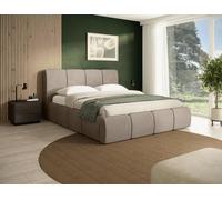 BEAUTYSOFA Exclusive Lit capitonné BONNY 160x200 cm - lit design avec grille et sommier - brun clair (Magic Velvet 2209)