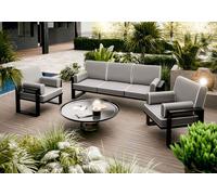 BEAUTYSOFA Gardenset avec canapé et fauteuils VERDINO avec structure métallique, 3 places canapé + fauteuil + fauteuil, tissu : Simax 42
