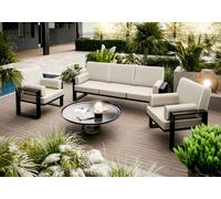 BEAUTYSOFA Gardenset avec canapé et fauteuils VERDINO avec structure métallique, 3 places canapé + fauteuil + fauteuil, tissu : Simax 03