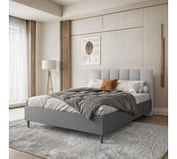 BEAUTYSOFA lit capitonné LECTUS 160x200 cm - lit design avec grille et sommier - graphite et gris clair (Jasmine 90)