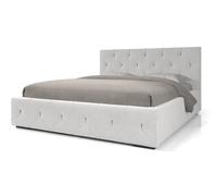 BEAUTYSOFA Lit capitonné MALTA 160x200 cm - lit design avec grille - beige clair et inserts métalliques argentés (Manila 01)