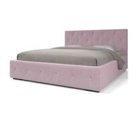 BEAUTYSOFA Lit capitonné MALTA 160x200 cm - lit design avec grille et base - rose poudré et inserts métalliques argentés (Manila 09)