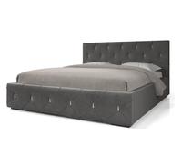 BEAUTYSOFA Lit capitonné MALTA 160x200 cm - lit design avec grille - gris foncé et inserts métalliques argentés (Manille 19)