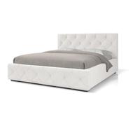 BEAUTYSOFA Lit capitonné MALTA 180x200 cm - lit design avec grille - beige clair et inserts métalliques dorés (Manila 01)