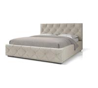 BEAUTYSOFA Lit capitonné stylé MALTA 180x200 cm - lit design avec grille - gris clair et inserts métalliques dorés (Manille 15)