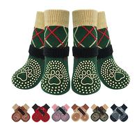 BEAUTYZOO Chaussettes antidérapantes pour chien pour sols en bois dur, chaussures pour chien pour trottoirs chauds/froids, prévention des blessures et empêchement de lécher pour chiens de petite