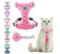 BEAUTYZOO Ensemble harnais et laisse anti-fugue pour chat, harnais réglable pour chaton, chiot, chaton, chiot et chat de petite, moyenne et grande taille, doux, mignon et facile à contrôler pour