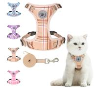 BEAUTYZOO Ensemble harnais et laisse anti-fugue pour chat, harnais réglable pour chaton, chiot, chaton, chiot et chat de petite, moyenne et grande taille, doux, mignon et facile à contrôler pour