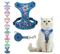 BEAUTYZOO Ensemble harnais et laisse pour chat, anti-fugue et réglable, bleu