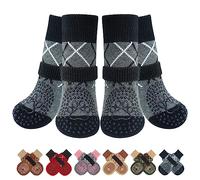 BEAUTYZOO Lot de 6 paires de chaussettes pour chien pour éviter le léchage des pattes, chaussures antidérapantes pour sols en bois dur, contrôle de la traction, bottes et protections de pattes pour
