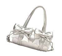 Beaux arcs Sac à bandoulière pour femmes Style coréen Sac à bandoulière en cuir PU Messagers sous les bras Femmes de courses Beaux arcs Épaule avant-bras Styles coréens Crossbody, Argent (Silver)