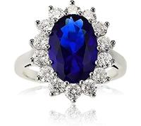 Beaux Bijoux Argent 925 Argent sterling oval Bleu Zircone cubique