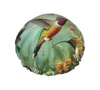 Beaux bonnets de douche doublés double couche imprimés colibris pour femmes, réutilisables
