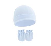 Beaux bonnets fœtus pour bébé - Couvre-chef pour nouveau-né - Avec gants anti-rayures - Respirant - Pour nourrisson - Protection des oreilles - Protection des mains, bleu clair, taille unique
