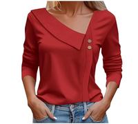 Beaux Chemisiers Soldes T Shirts Rouge Femme Soldes Chemise Transparente Tee Paillette Tenue De Soiree Chic Grande Taille DéGuisement 4XL T Shirts À Manches Longues Femme Col V Chemisier en Soie