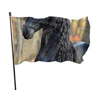 Beaux drapeaux de jardin pour l'extérieur, drapeaux de cour de cheval noir | Durable, polyester, 0,9 x 1,5 m