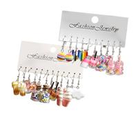 Beaux et réalistes Thés au lait Boisson Boucles d'oreilles Lot de 11 accessoires de bijoux portables pour les fêtes Fournitures de bijoux tendance pour femmes Thés au lait